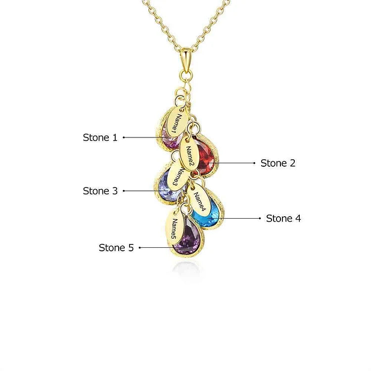HenryCustoms Personalized Stones Engraved Family Name Necklace