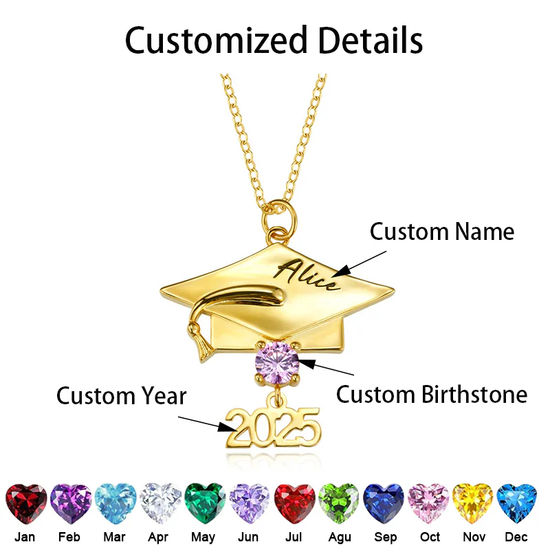 HenryCustoms Personalized Graduation Cap Necklace