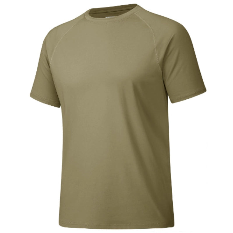 Men's solid color round neck fitness T-shirt