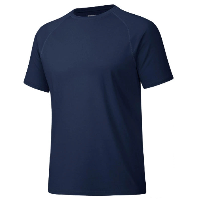 Men's solid color round neck fitness T-shirt