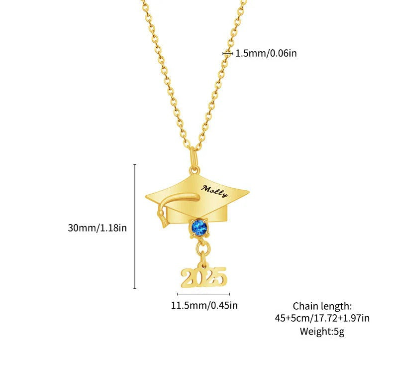 HenryCustoms Personalized Graduation Cap Necklace