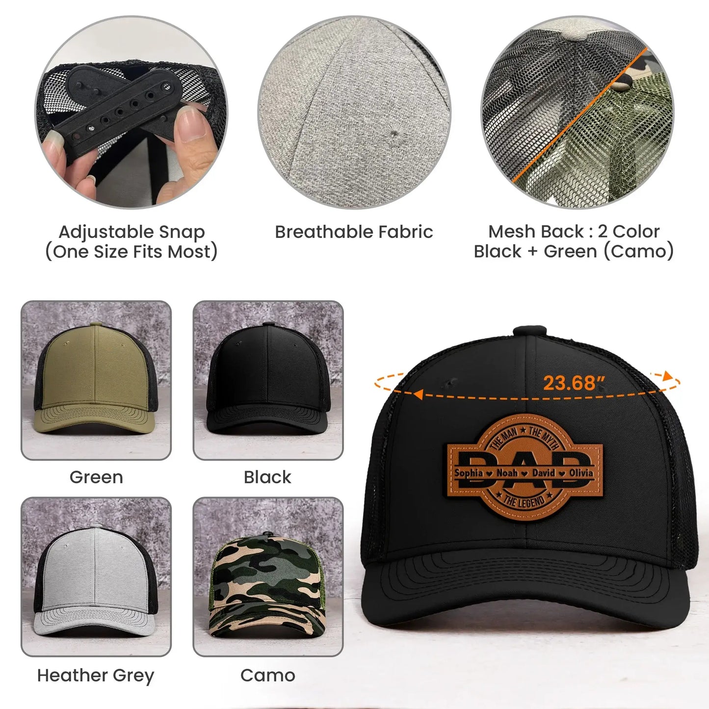 HenryCustoms Personalized Leather Patch Hat