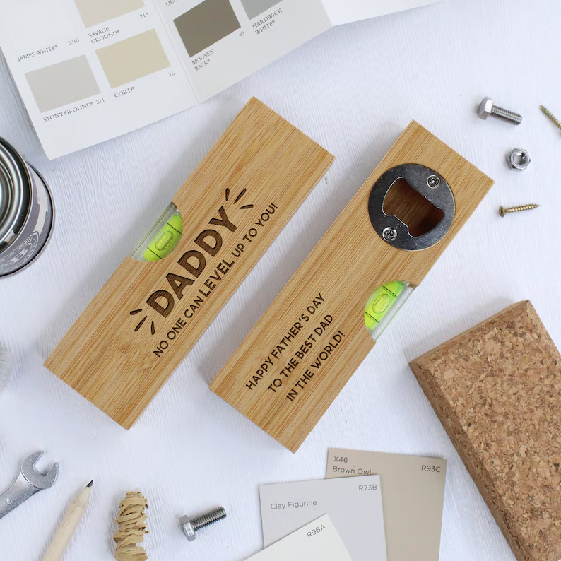 HenryCustoms Personalized Custom Wooden Spirit Level Bottle Opener