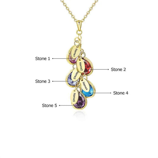 HenryCustoms Personalized Stones Engraved Family Name Necklace