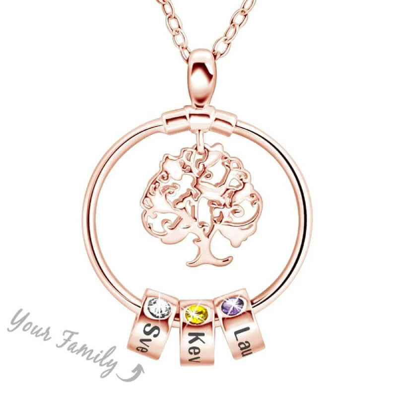 HenryCustoms Personalized Family Tree Necklace With Children's Names