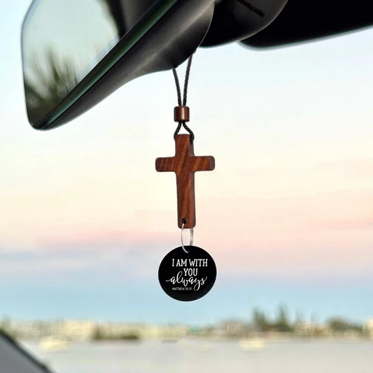 HenryCustoms Car Rearview Mirror Cross Pendant