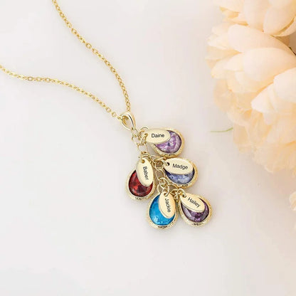 HenryCustoms Personalized Stones Engraved Family Name Necklace