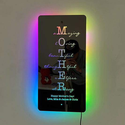 HenryCustoms Custom Mother/Grandma Mirror: Personalized Engraved Gift for Mother's Day/Birthday