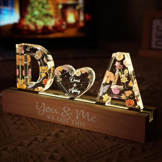 HenryCustoms Couple Initials Floral Personalized Acrylic LED Night Light