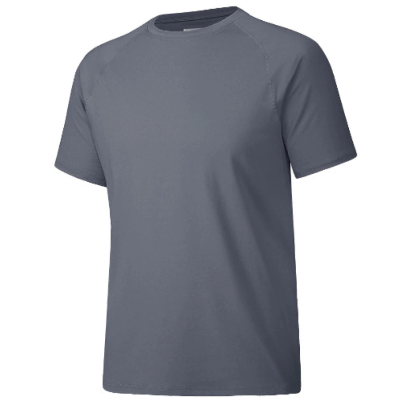 Men's solid color round neck fitness T-shirt