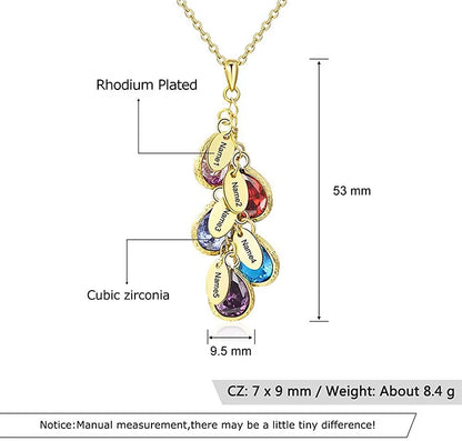 HenryCustoms Personalized Stones Engraved Family Name Necklace