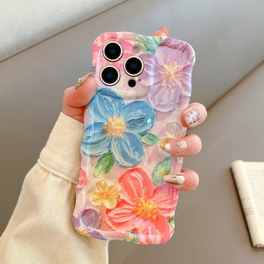 HenryCustoms Retro Floral Oil Painting Wavy phone case